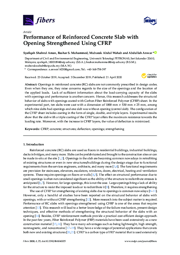 (PDF) Performance of Reinforced Concrete Slab with Opening Strengthened ...