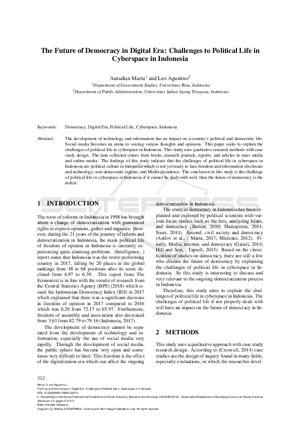 (PDF) The Future of Democracy in Digital Era: Challenges to Political ...