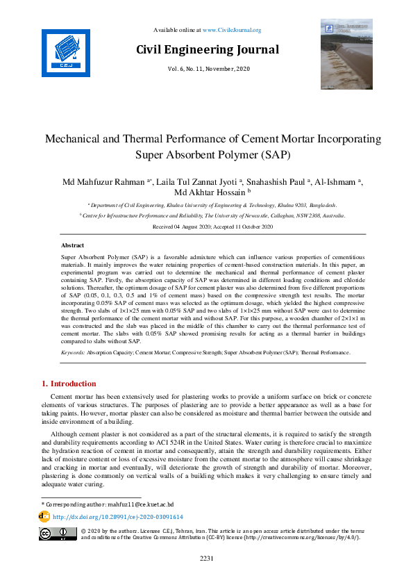 (PDF) Mechanical and Thermal Performance of Cement Mortar Incorporating ...