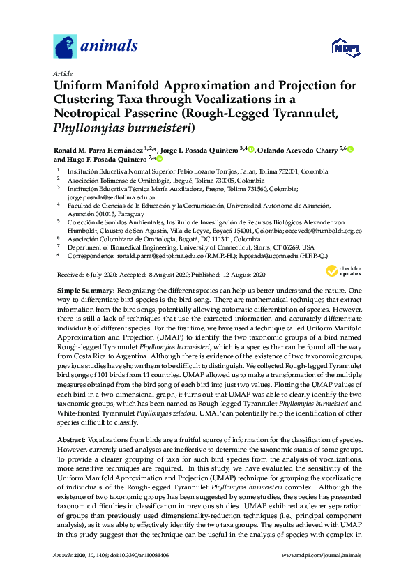 (PDF) Uniform Manifold Approximation and Projection for Clustering Taxa ...