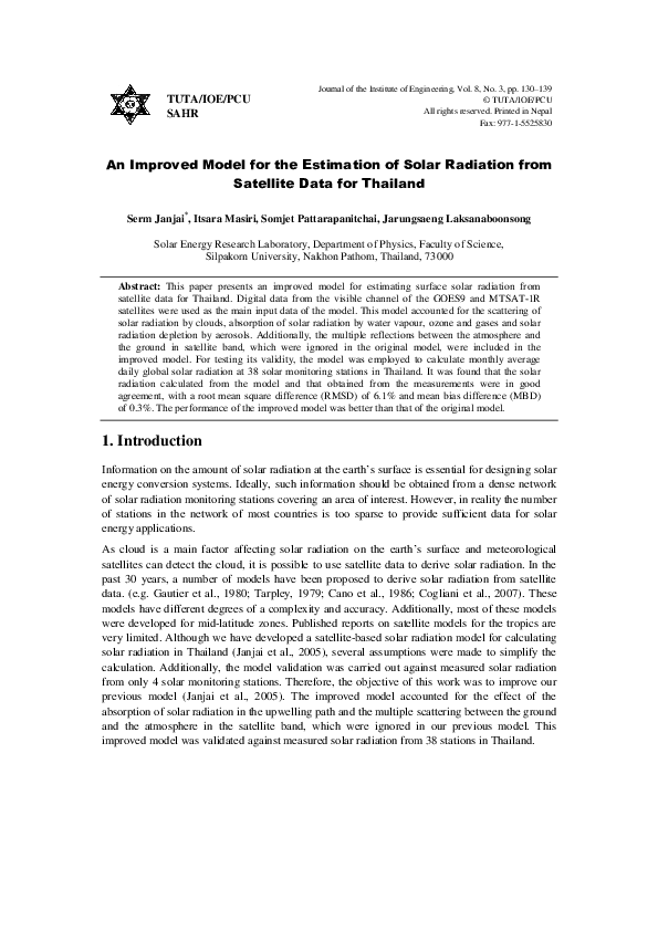 (PDF) An Improved Model for the Estimation of Solar Radiation from ...