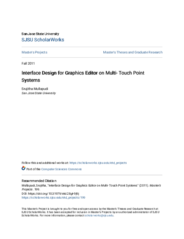 (PDF) Interface Design for Graphics Editor on Multi Touch Point Systems