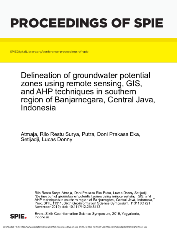 (PDF) Delineation of Groundwater Potential Zones Using Geo-Electric ...