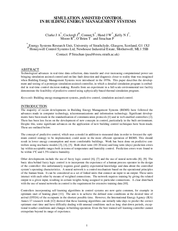 (PDF) Simulation-assisted control in building energy management systems