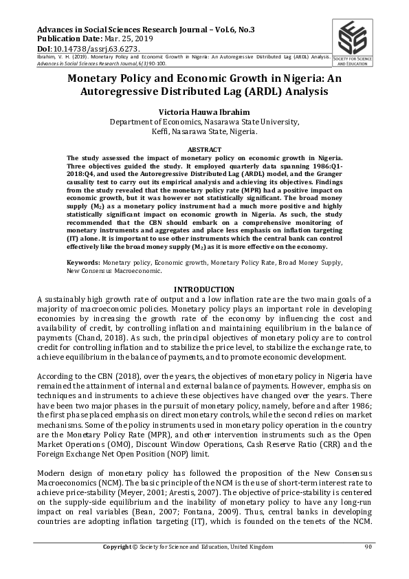 (PDF) Monetary Policy and Economic Growth in Nigeria