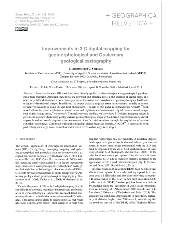 (PDF) Improvements in 3-D digital mapping for geomorphological and ...