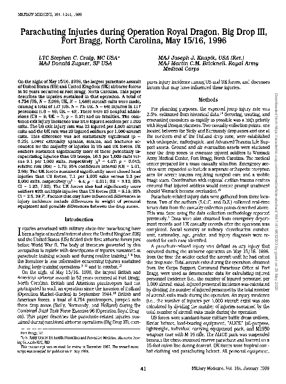 (PDF) Parachuting injuries during Operation Royal Dragon, Big Drop III ...
