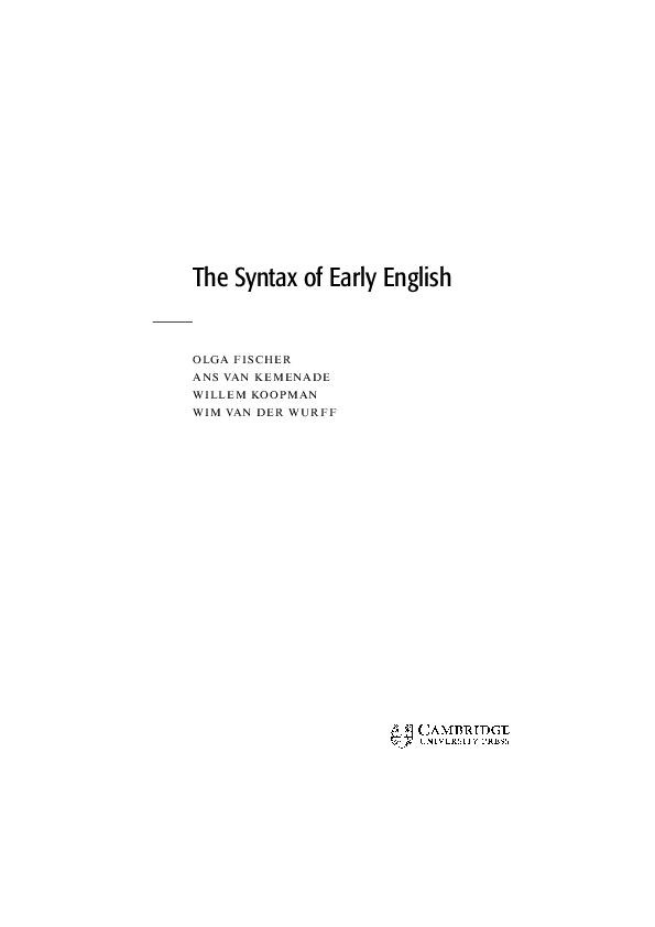 (PDF) The Syntax of Early English