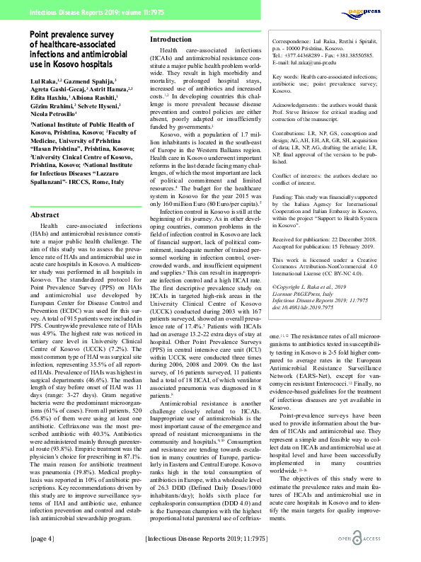 (PDF) Point prevalence survey of healthcare-associated infections and ...