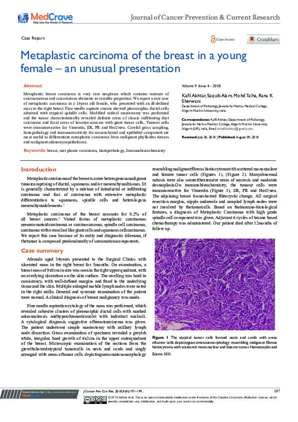 (PDF) Metaplastic carcinoma of the breast in a young female – an ...