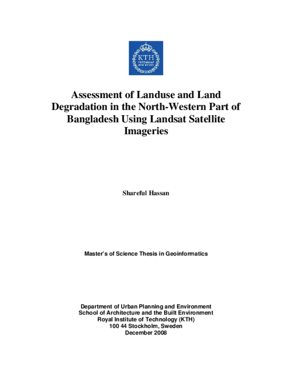 (PDF) Assessment of Landuse and Land Degradation in the North-Western ...