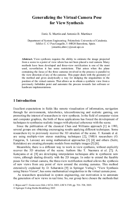 (PDF) Generalizing the Virtual Camera Pose for View Synthesis
