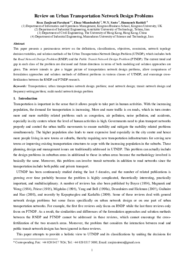(PDF) A review of urban transportation network design problems