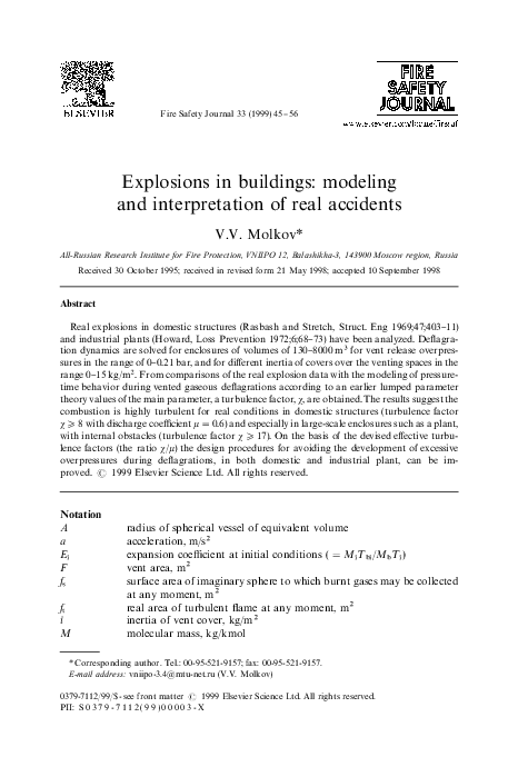 (PDF) Explosions in buildings: modeling and interpretation of real ...