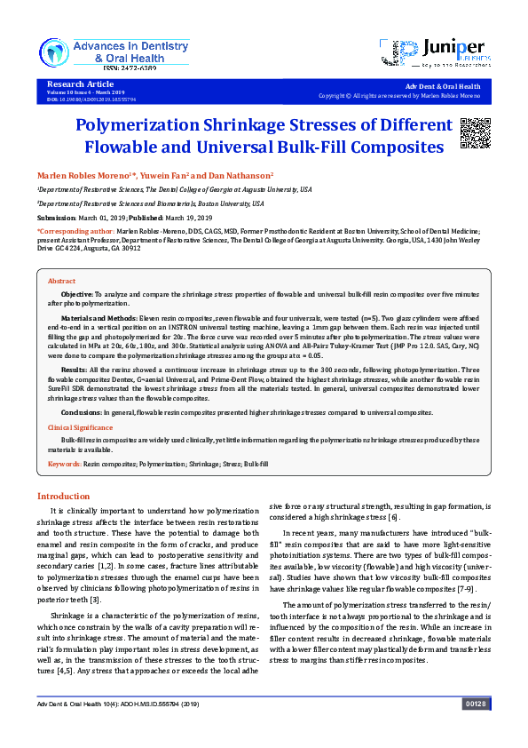 (PDF) Polymerization Shrinkage Stresses of Different Flowable and