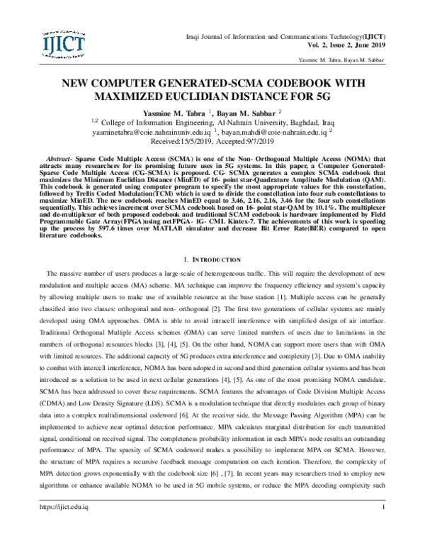 (PDF) New Computer Generated-Scma Codebook with Maximized Euclidian ...