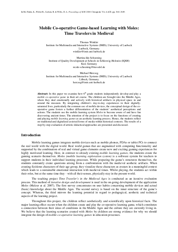 (PDF) Mobile Cooperative Gamebased Learning with Moles Time