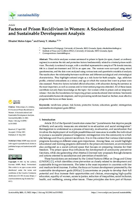 (PDF) Factors of Prison Recidivism in Women: A Socioeducational and ...