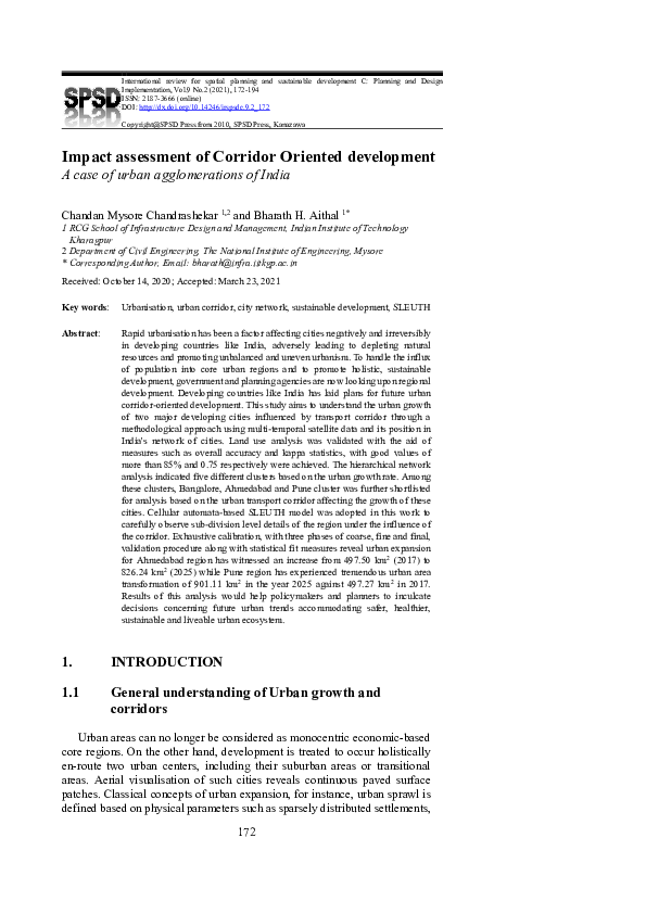 (PDF) Impact assessment of Corridor Oriented development