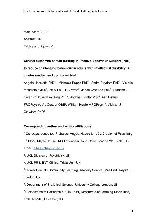 (PDF) Clinical outcomes of staff training in positive behaviour support ...