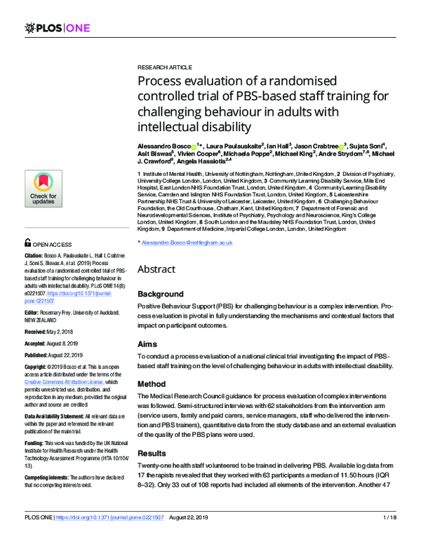 (PDF) Process evaluation of a randomised controlled trial of PBS-based ...