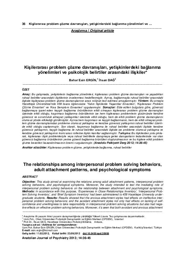 (PDF) The relationships among interpersonal problem solving behaviors ...