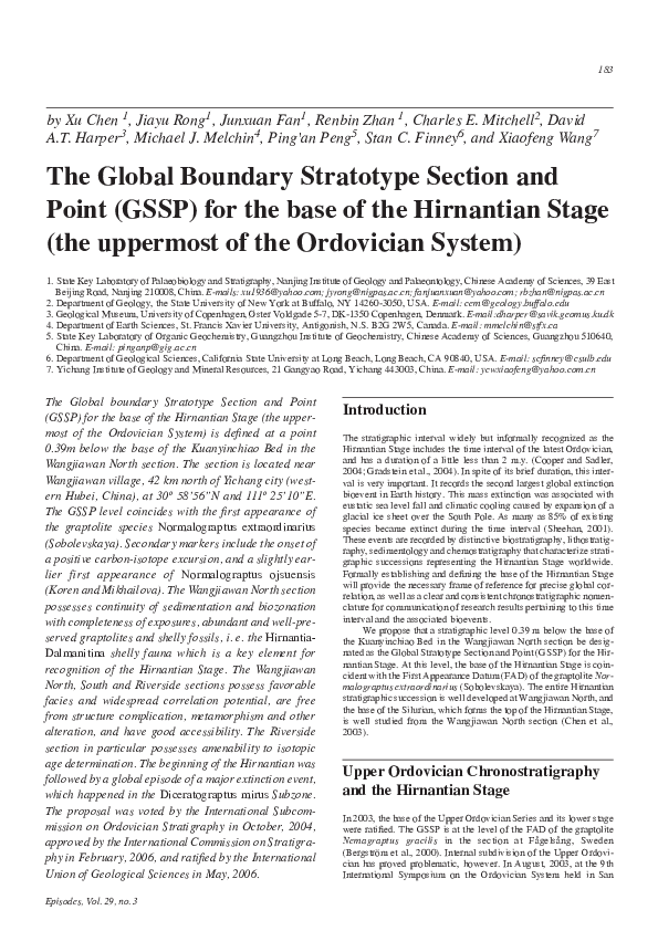 (PDF) The Global Boundary Stratotype Section and Point (GSSP) for the ...