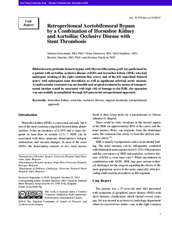 (PDF) Retroperitoneal Aortobifemoral Bypass by a Combination of ...