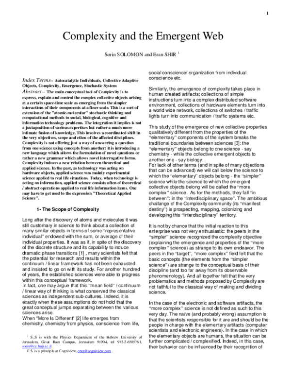 (PDF) Complexity and the Emergent Web