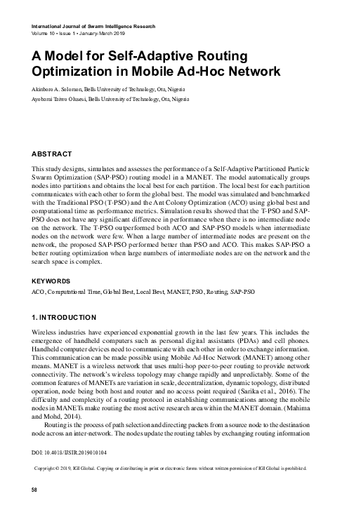 (PDF) A Model for Self-Adaptive Routing Optimization in Mobile Ad-Hoc ...