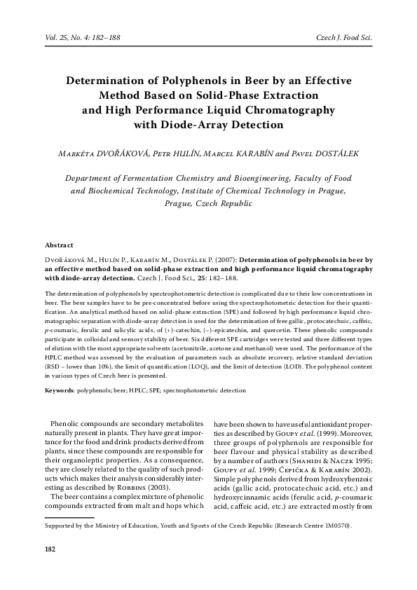 (PDF) Determination of polyphenols in beer by an effective method based
