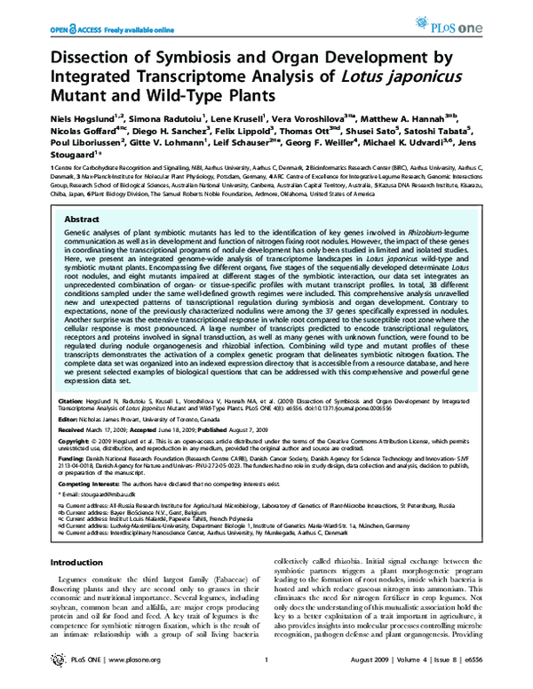 (PDF) Dissection of Symbiosis and Organ Development by Integrated ...