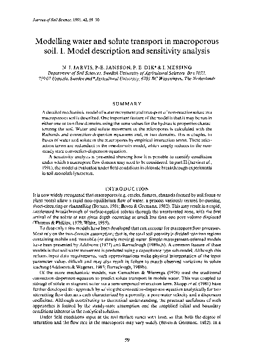 (PDF) Modelling water and solute transport in macroporous soil. I ...