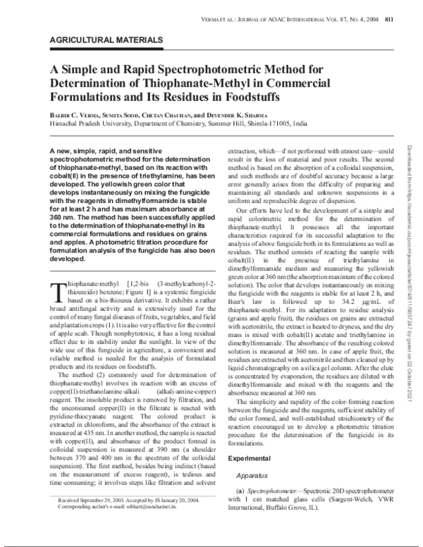 (PDF) Simple and Rapid Spectrophotometric Method for Determination of ...