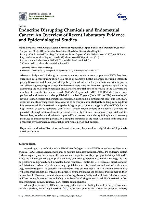 (PDF) Endocrine Disrupting Chemicals and Endometrial Cancer: An ...