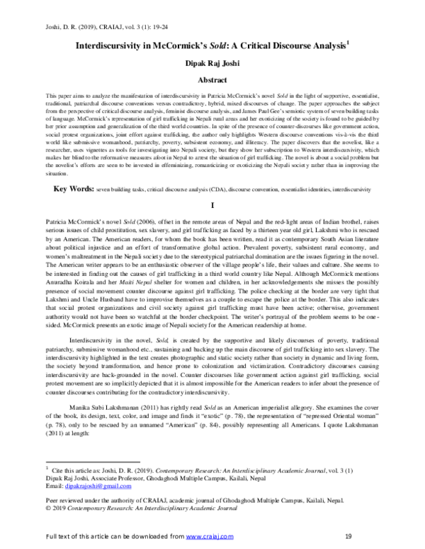(PDF) Interdiscursivity in McCormick’s Sold: A Critical Discourse Analysis