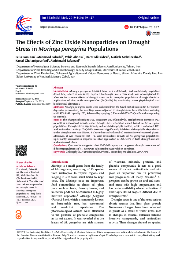 (PDF) The Effects of Zinc Oxide Nanoparticles on Drought Stress in ...