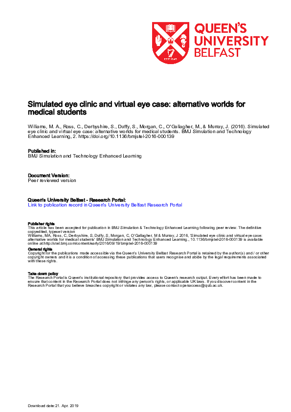 (PDF) Simulated eye clinic and virtual eye case: alternative worlds for ...