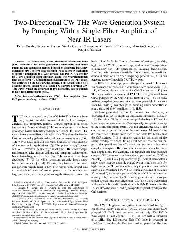 (PDF) Two-Directional CW THz Wave Generation System by Pumping With a ...