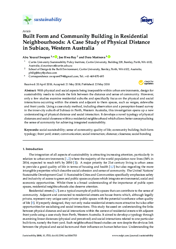  PDF Built Form And Community Building In Residential Neighbourhoods 
