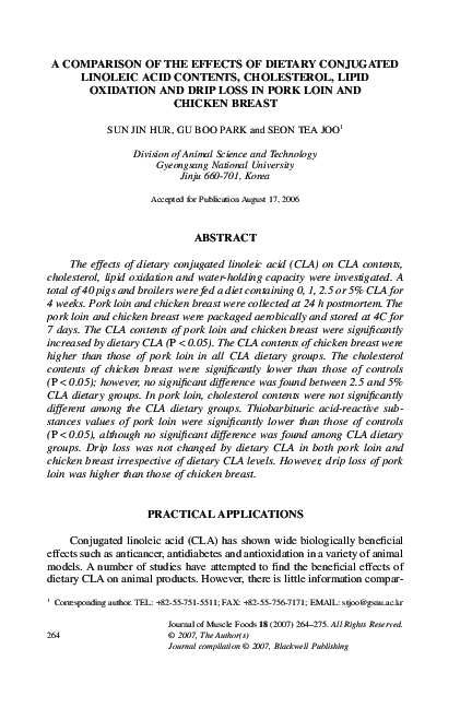 (PDF) A Comparison of the Effects of Dietary Conjugated Linoleic Acid ...