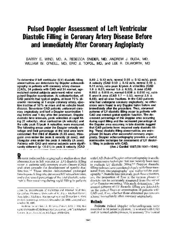 (PDF) Pulsed Doppler assessment of left ventricular diastolic filling ...
