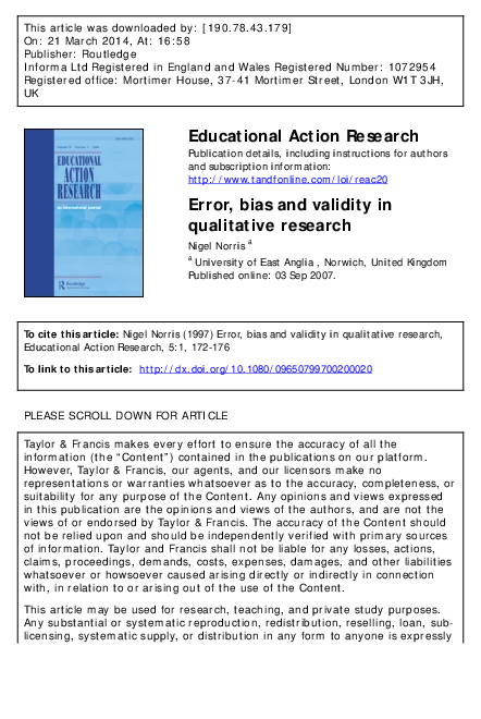 (PDF) Error, bias and validity in qualitative research