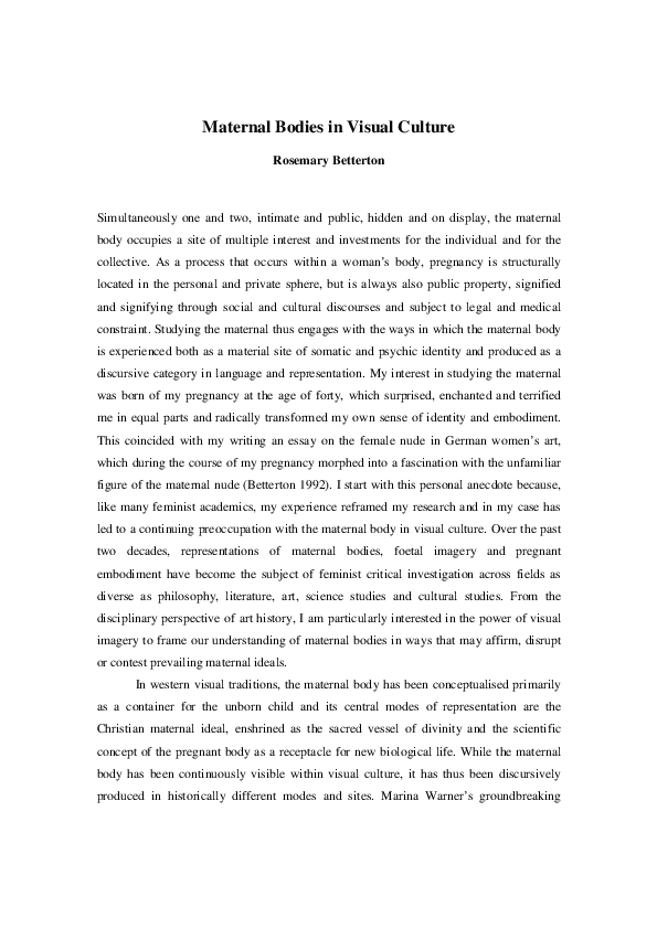 (PDF) Maternal Bodies in Visual Culture