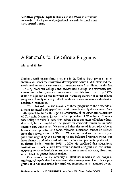 (PDF) A rationale for certificate programs