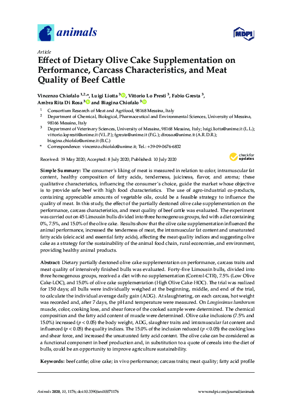 (PDF) Effect of Dietary Olive Cake Supplementation on Performance ...