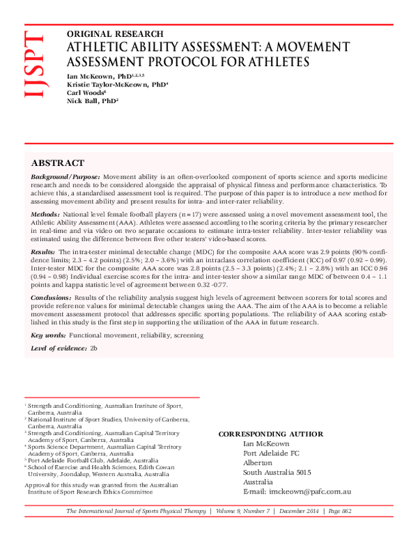 (PDF) Athletic Ability Assessment: a movement assessment protocol for ...