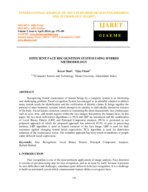 (PDF) Efficient Face Recognition System Using Hybrid Methodology