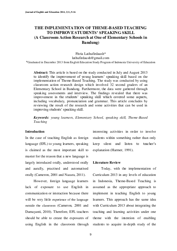 (PDF) The Implementation of Theme-Based Teaching to Improve Students ...