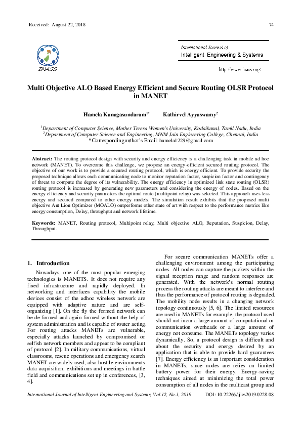 (PDF) Multi Objective ALO Based Energy Efficient and Secure Routing ...